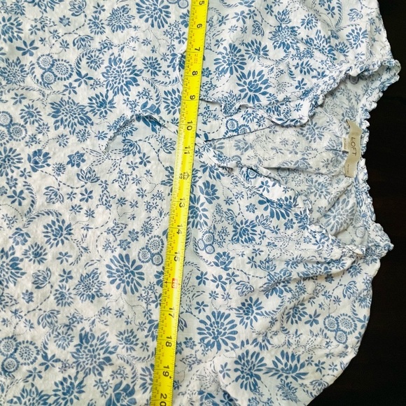 LOFT Floral Blue and White Long Sleeve Summer Dress - Picture 8 of 10